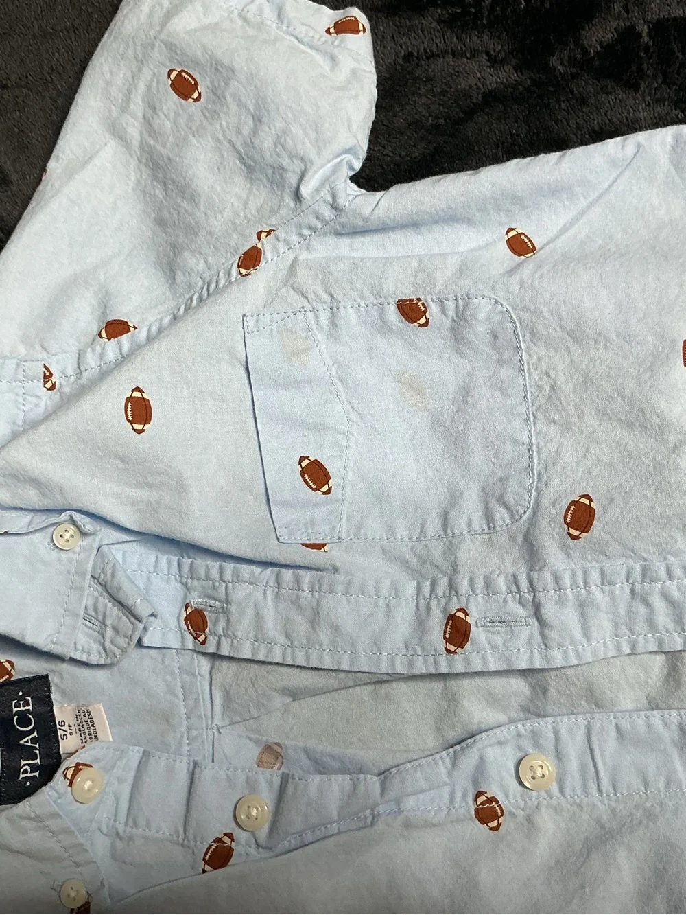 The Children's Place Light Blue Short-Sleeve Button-Down with Football Print